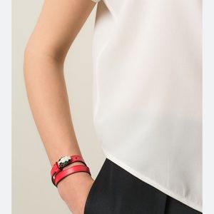 Bulgari Double Wrap Snake Bracelet in Red Leather